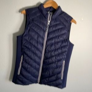 Gap Puffer Vest  with red,white and blue ribbon trim on front and pockets